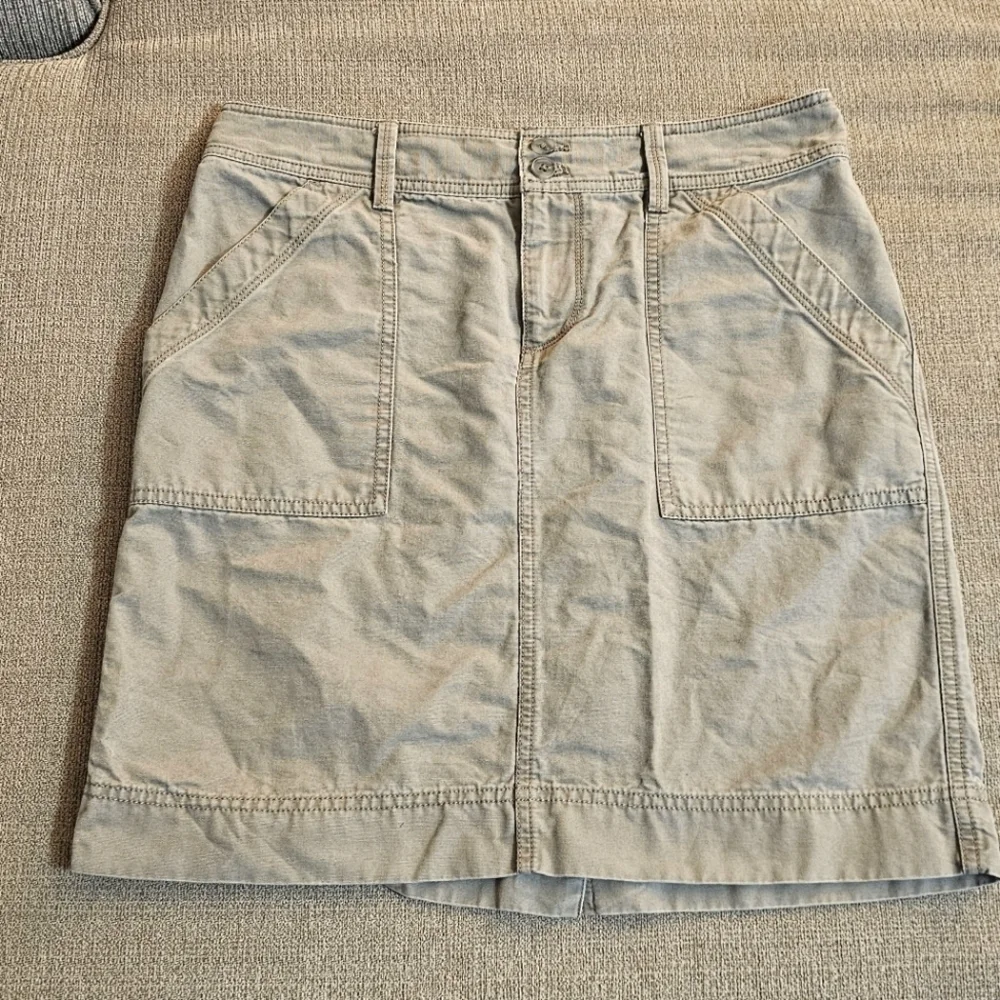 Ann Taylor Loft Gray Cargo Casual Cotton Lagen Slouchy Skirt Size 4